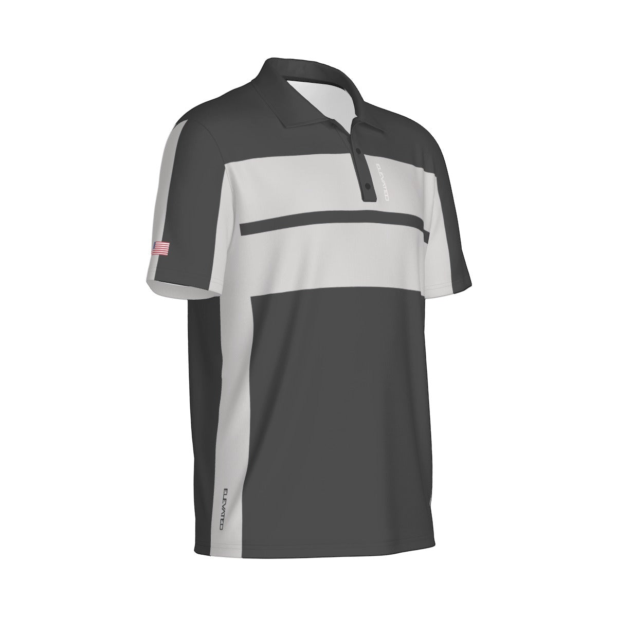 Elevated Grey Strip Breathable golf polo